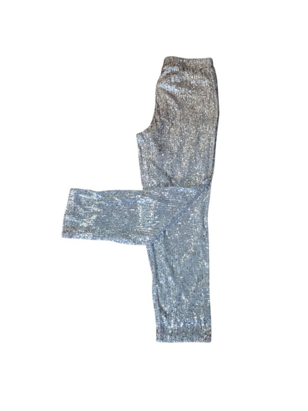 Cable & Gauge Sequin Pants Small Champagne Silver Ombre Elastic Waist NWT